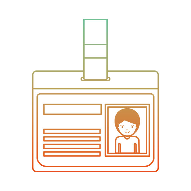 身份证与半身体男子图片与短发在退化的绿色到红色轮廓图片下载