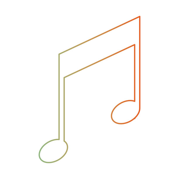 音乐音符图标在退化的绿色到红色剪影颜色图片下载