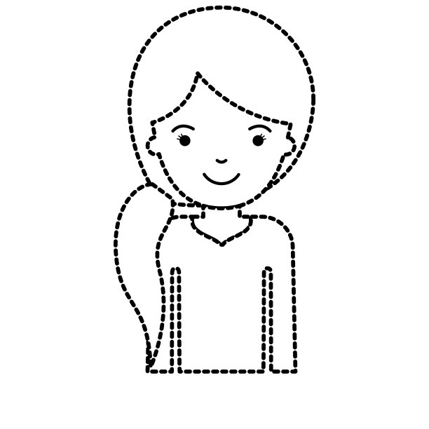 半身体的女人与辫子发型在黑色点轮廓图片下载