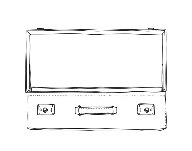 手提箱复古手绘可爱的矢量线艺术插图图片下载