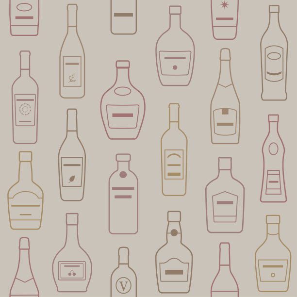 酒瓶的背景。无缝模式。图片下载