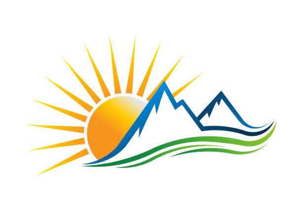 太阳山符号矢量插图图片下载