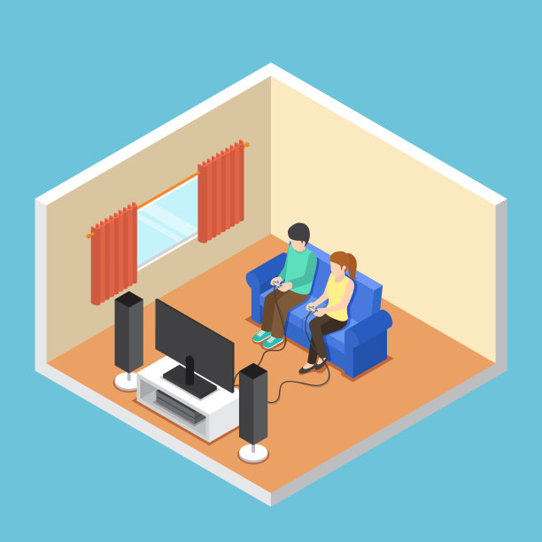 男人和女人在客厅玩电子游戏。图片下载