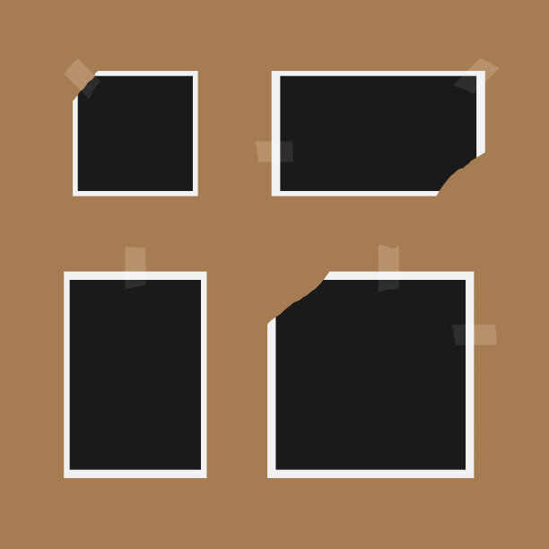一套撕裂边缘的复古照片模板。胶粘片。图片下载