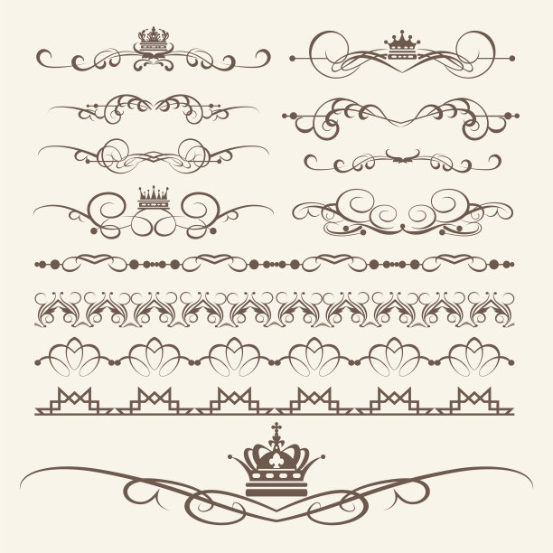 用于设计的装饰元素。边界,框架,分频器。矢量图素材图片