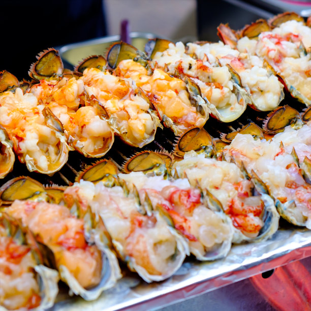 龙虾肉配芝士烧烤(韩国街头小吃)图片下载