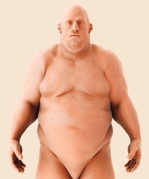 3d插画男性肥胖站立，医疗保健理念。图片下载