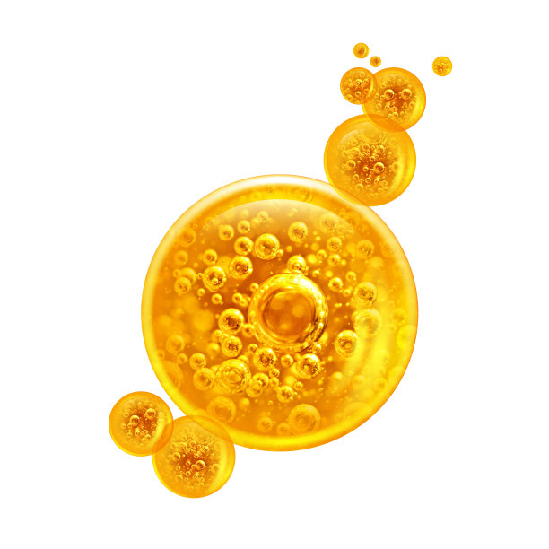 油泡内部有一个大的油泡和小的油泡，周围孤立在白色背景上。图片下载