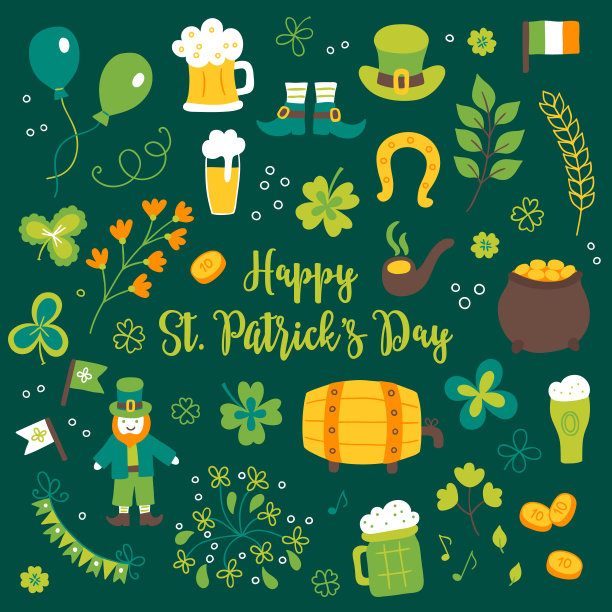 圣帕特里克节设计元素的集合图片下载