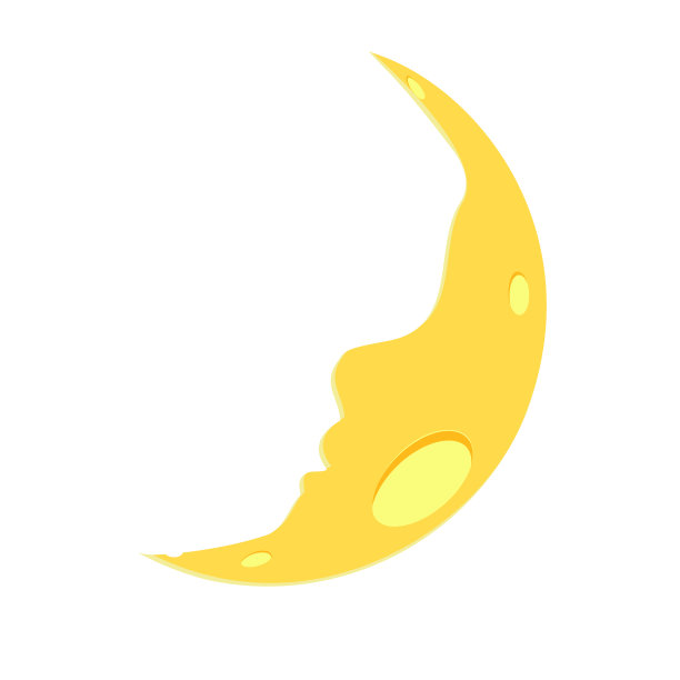 宇宙中有环形山的黄色月亮。简单的图标，孤立的白色背景。矢量图图片下载