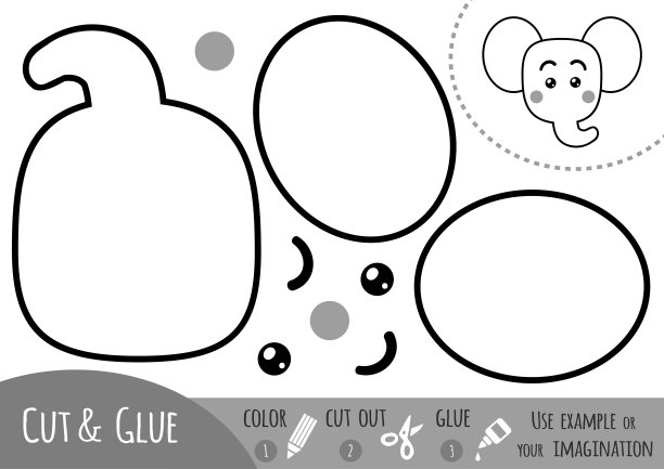 儿童教育纸游戏，大象图片下载