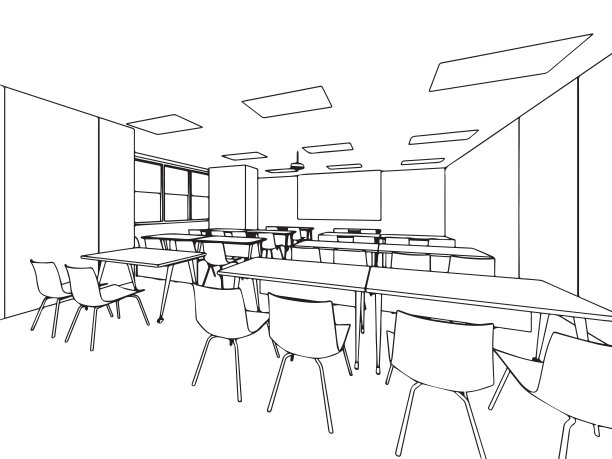 室内轮廓素描素描透视图办公室图片下载
