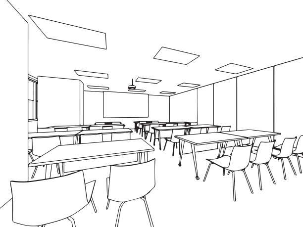 室内轮廓素描素描透视图办公室图片下载