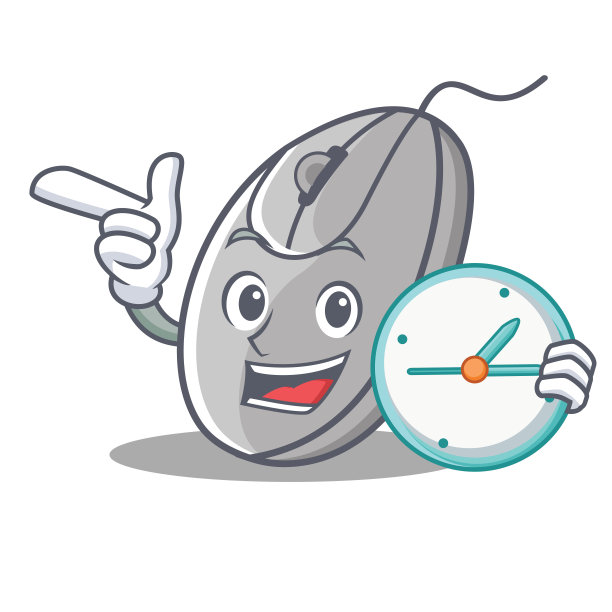 具有时钟鼠标人物卡通风格图片下载