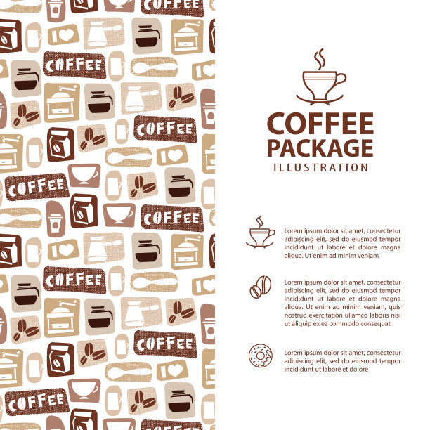 咖啡菜单或包装概念。信息图的旗帜。矢量图标的推广和广告度假业务图片下载