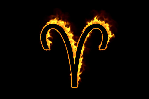 占星星座白羊座燃烧的黑色背景素材图片
