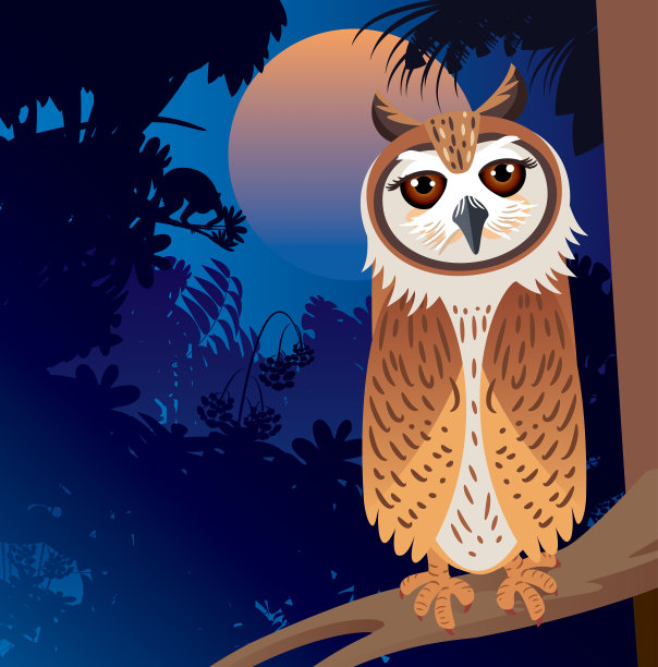 条纹猫头鹰和森林图片下载