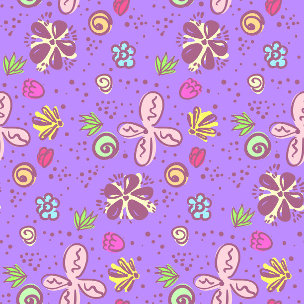 可爱的亮紫罗兰花图案涂鸦图片下载