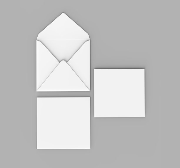 空白白色现实男爵信封模拟。3 d渲染插图。图片下载