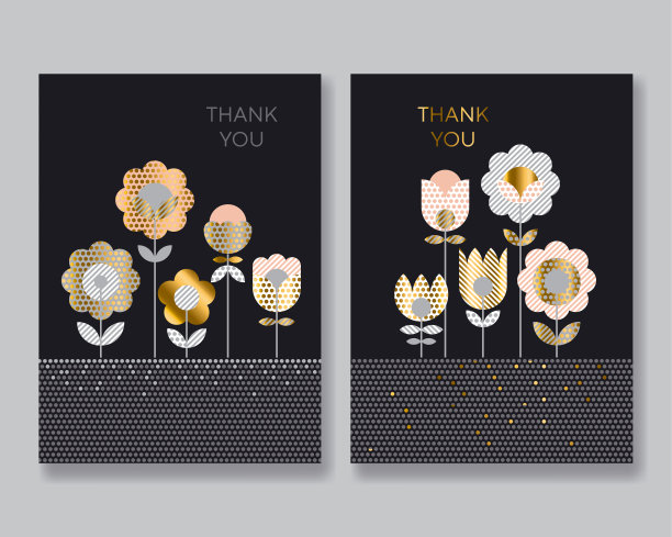 抽象简单的民间风格优雅的花面设计为卡片或海报。概念几何郁金香花在金色和米色。春花矢量插图。图片下载