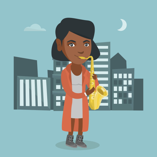 年轻的非洲音乐家演奏萨克斯管图片下载