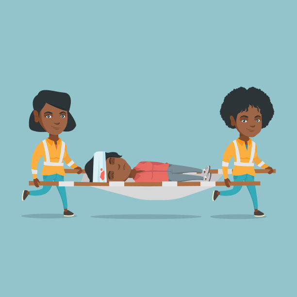 急救医生用担架抬着一位妇女图片下载