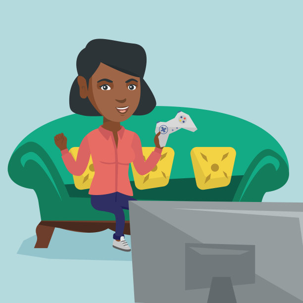 年轻的非裔美国妇女玩电子游戏图片下载