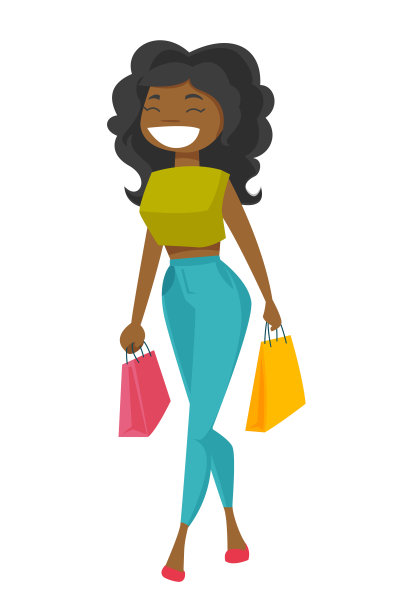 年轻的非洲妇女提着购物袋图片下载