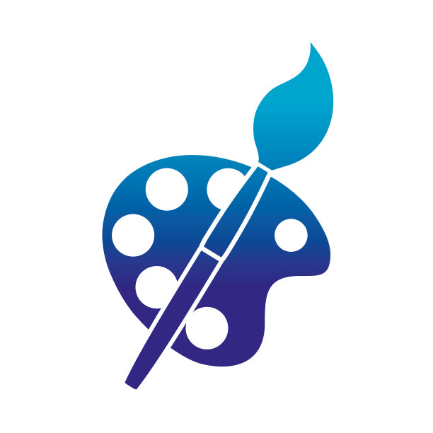 剪影水彩调色板与油漆刷对象图片下载