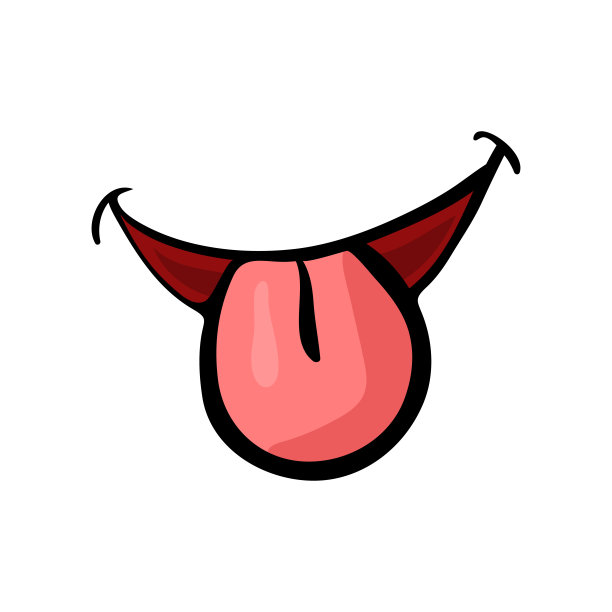 卡通舌笑孤立在白色背景图片下载