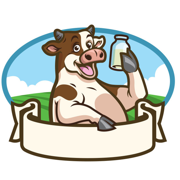 卡通奶牛徽章设计图片下载