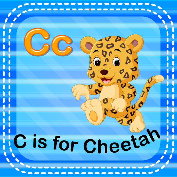识字卡片上的字母C代表猎豹素材图片