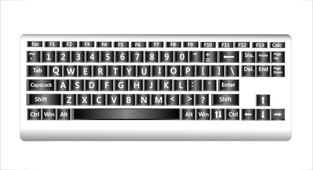 Compact QWERTY键盘，桌面电脑，隔离在白色背景。图片下载