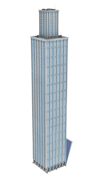 一个白色高办公楼的3d渲染与许多大窗户图片下载