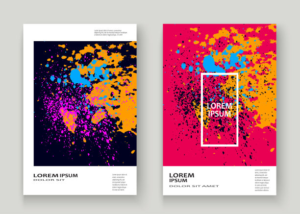霓虹爆炸喷绘艺术封面框架设计。装饰尘埃飞溅喷雾纹理紫色背景。时尚创意矢量模板封面报告目录小册子传单海报横幅图片下载