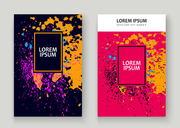 霓虹爆炸喷绘艺术封面框架设计。装饰尘埃飞溅喷雾纹理紫色背景。时尚创意矢量模板封面报告目录小册子传单海报横幅图片下载