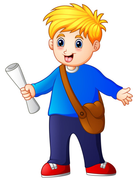 卡通男孩卖报纸图片下载