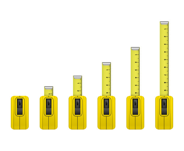 现实详细测量磁带集。向量图片下载