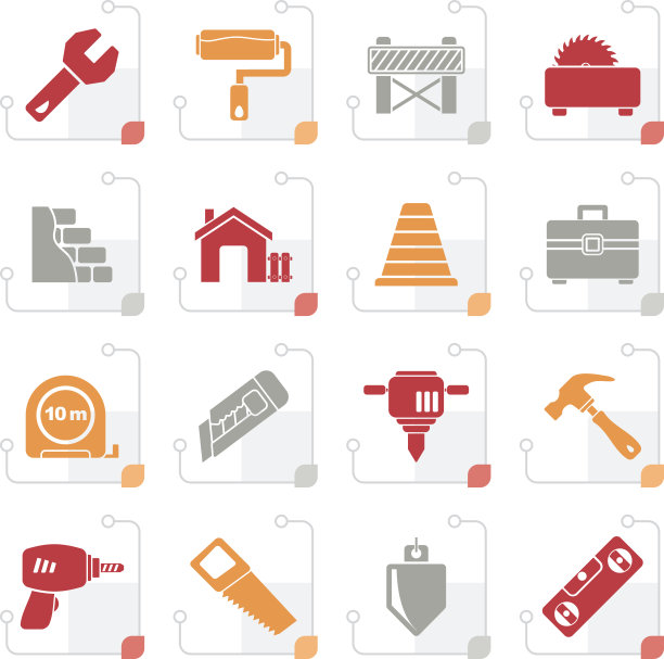 风格化建筑和建筑图标图片下载