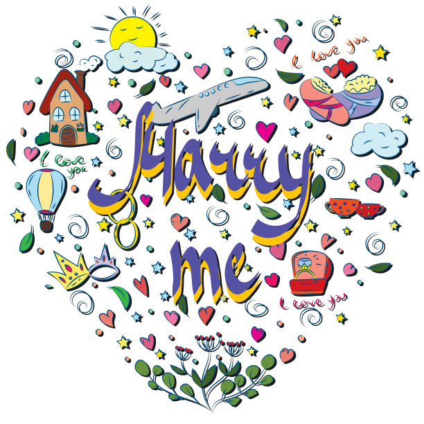 明信片求婚嫁给我图片下载