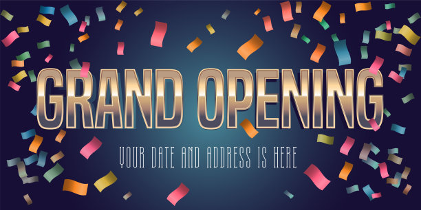 盛大的开放矢量插图，背景与金字标志图片下载