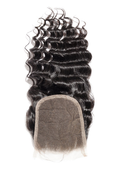 自由部分深波浪黑发编织延伸花边闭合图片下载