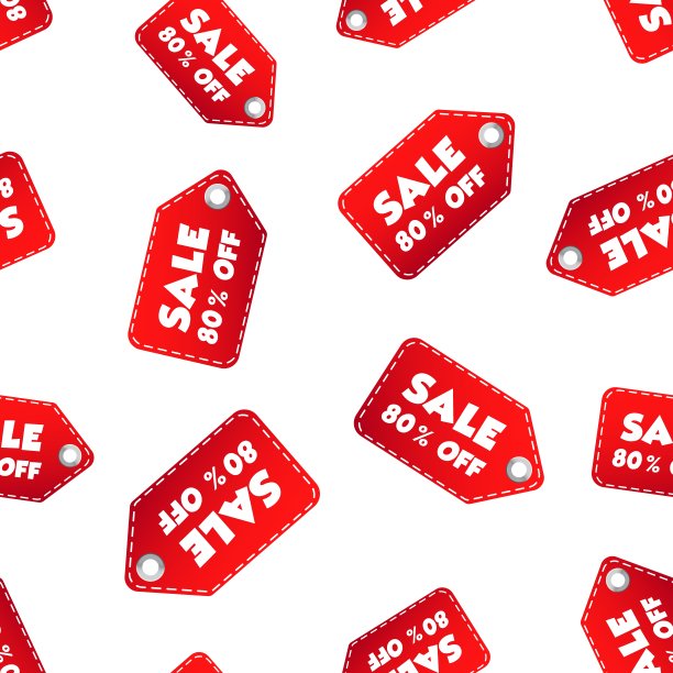 八折优惠挂牌无缝图案背景。商业平面矢量插图。企业销售标签符号图案。图片下载