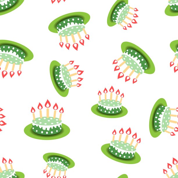 蛋糕与蜡烛无缝图案背景。商业平面矢量插图。蛋糕派符号图案。图片下载