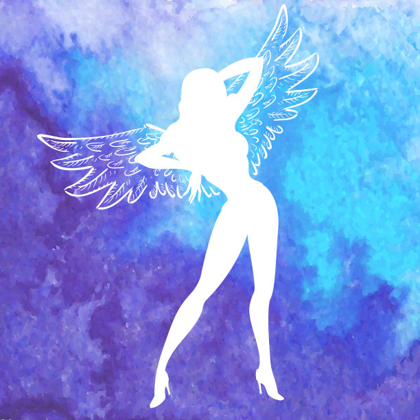 向量剪影的性感女人与翅膀图片下载