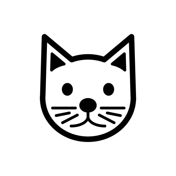 猫简单的矢量图标。黑白插图的猫。轮廓线猫头图标。图片下载