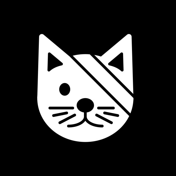 生病的可爱的猫简单的矢量图标。黑白插图的catvwith绷带的眼睛。固体线性兽医图标。图片下载