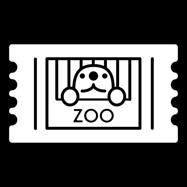 动物园门票简单的矢量图标。黑白插图票。立体线性动物图标。图片下载