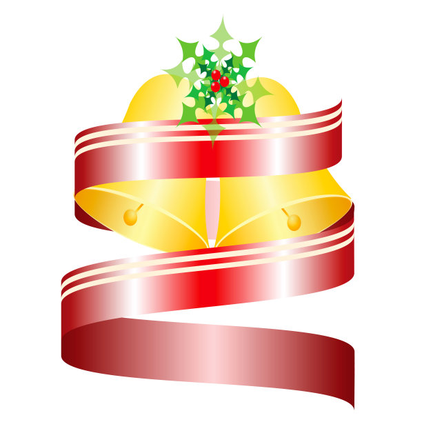 装饰圣诞钟声用红丝带矢量图片下载