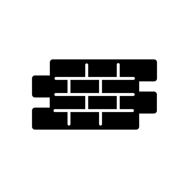 砖块简单的矢量图标。黑白插图的砖。立体线性建筑图标。图片下载